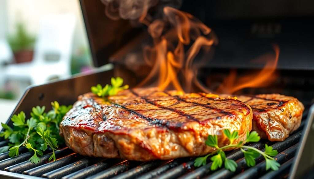 steak on pellet grill