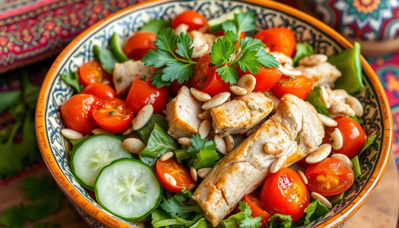 Moroccan style chicken warm salad