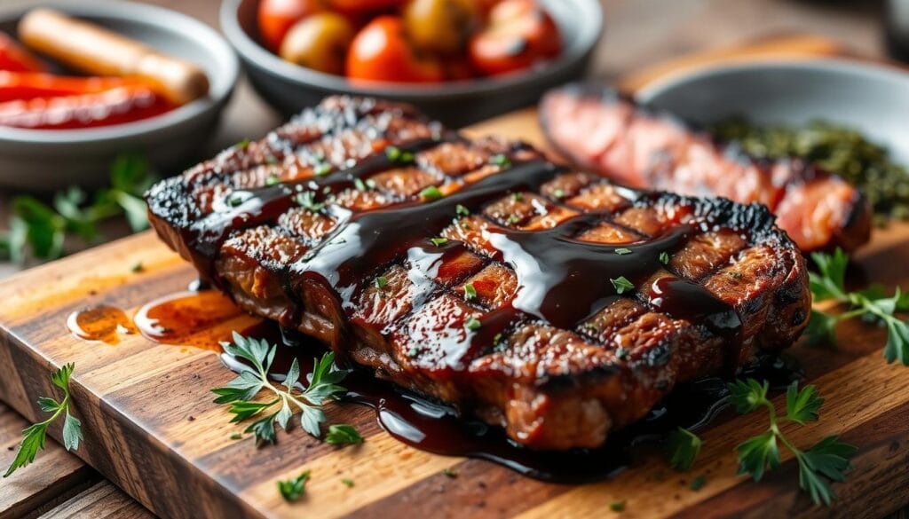 grilled flank steak with homemade balsamic glaze