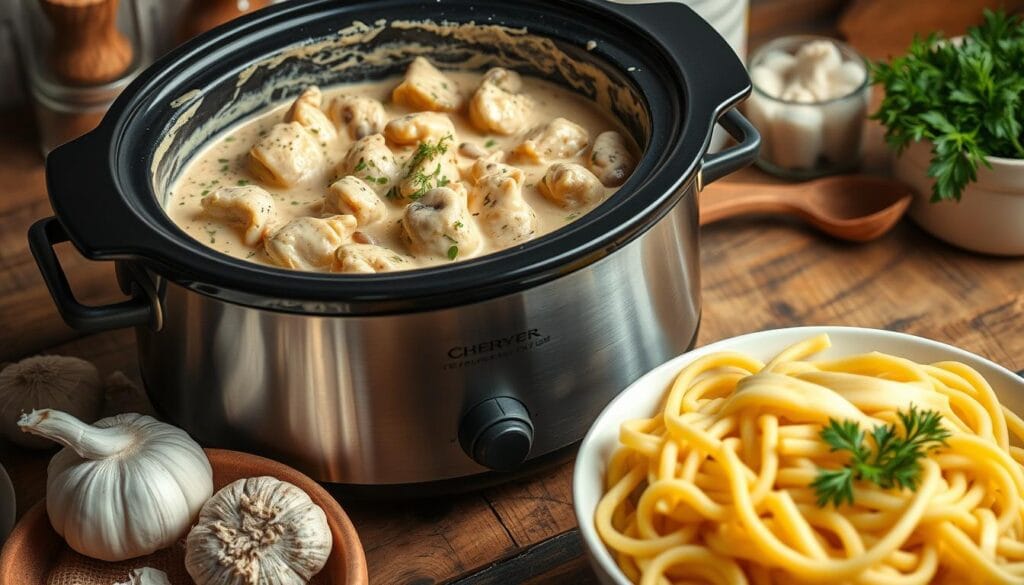 slow cooker chicken stroganoff